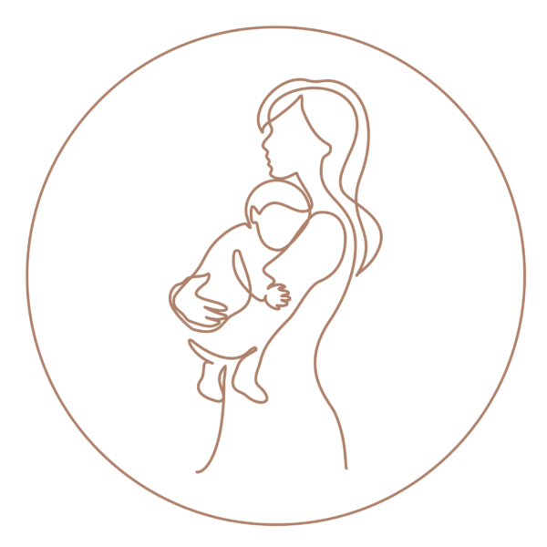 Vector graphic of mom and baby; Angela Confaloni, LMFT offers therapy for moms and expecting mothers in Orange, CA